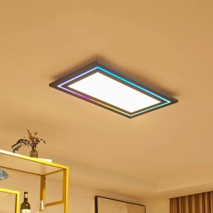 Lucande LED Deckenleuchte Leicy 10013013 Dimmbar mit Leselampe Modern in Alu aus Metall 1-flammig Wohnzimmerleuchte