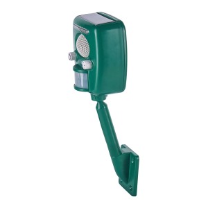 Swissinno Ultraschall-Tiervertreiber PRO mit Solarpanel und Wandhalterung.