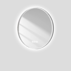 Runder Emke LED Badezimmerspiegel (60 cm) mit schwarzem Rand, dimmbar und Antibeschlag.