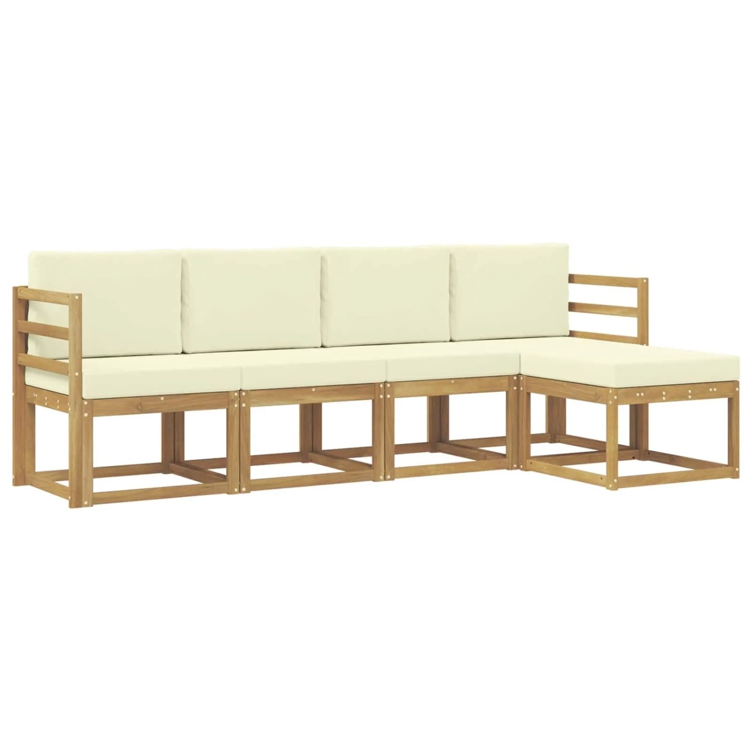 vidaXL Outdoor-Sofagarnitur mit Kissen 5 Stk Weiß und Creme 3387474
