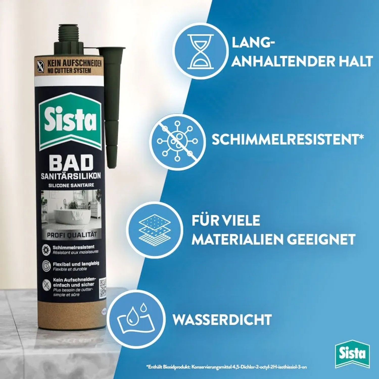 Sista Sanitär-Silikon für Bad & Küche Silbergrau 280 ml_2