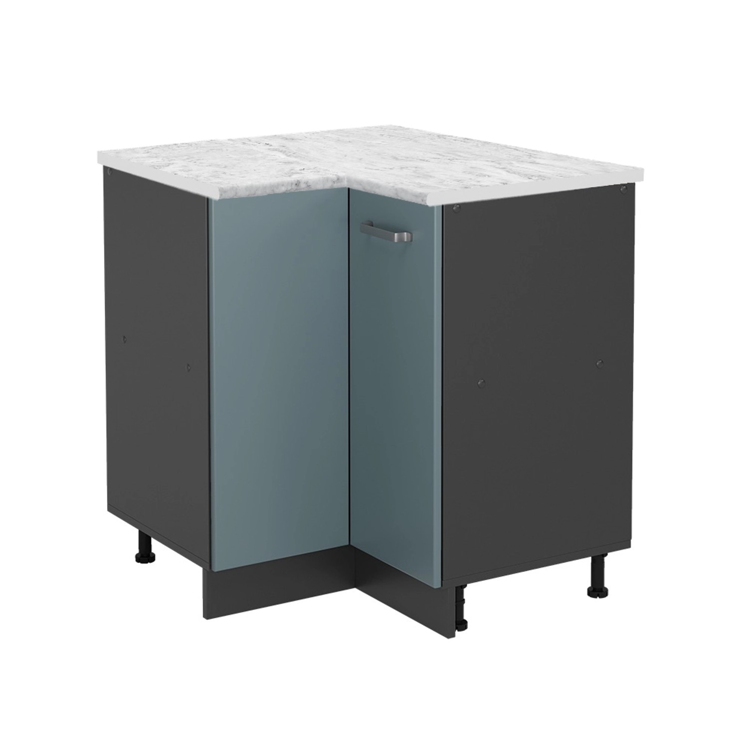 Thumbnail - Vicco Eckunterschrank R-Line Küchen Eckschrank Blau-Grau 76 cm AP Marmor