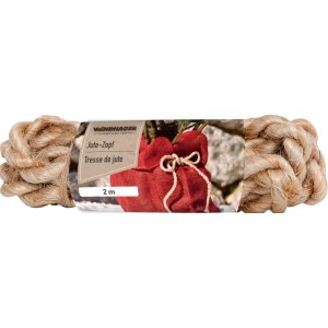 Windhager Jutezopf, Ø 1,2cm, 200cm Länge. Naturfarbener, robuster Zopf aus Jutefaser für Garten und Deko.
