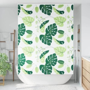 Duschrollo 150x240 cm mit grünen Blättern, wasserabweisend für Bad & Dusche.