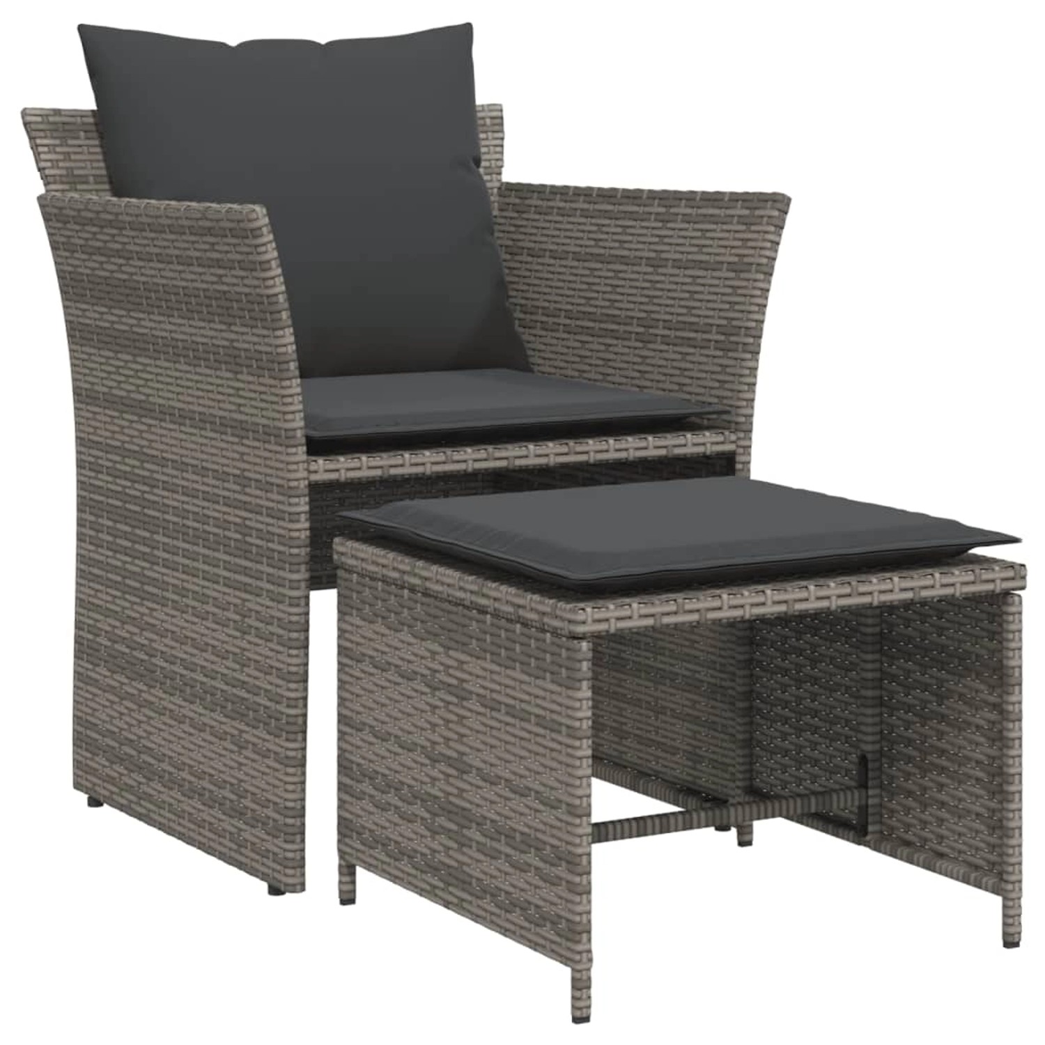 vidaXL Gartenstuhl mit Fußhocker Grau Poly Rattan 368618 günstig online kaufen