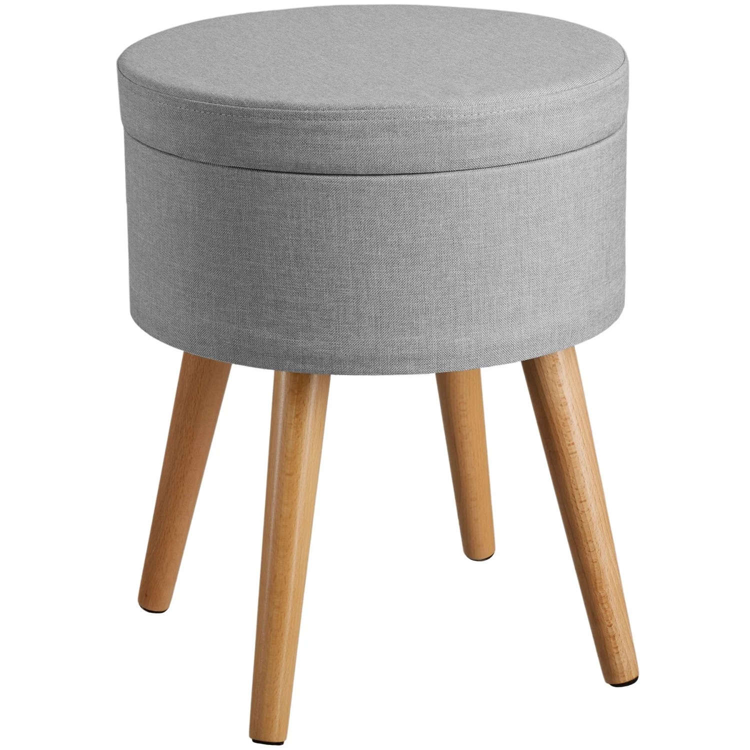 Tectake Sitzhocker Mit Stauraum Yara Rund 42 5 x 42 5 x 45 5 cm  42 50 x 42 50 x 45 50 cm Hellgrau
