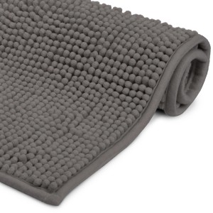 Anthrazitfarbener Beautissu BeauMare Badteppich 70x120cm mit Noppenstruktur.