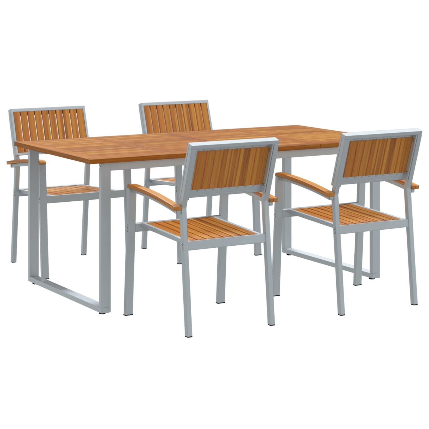 vidaXL 5-tlg Garten-Essgruppe Grau Stahl und Massivholz Akazie 3284355 günstig online kaufen