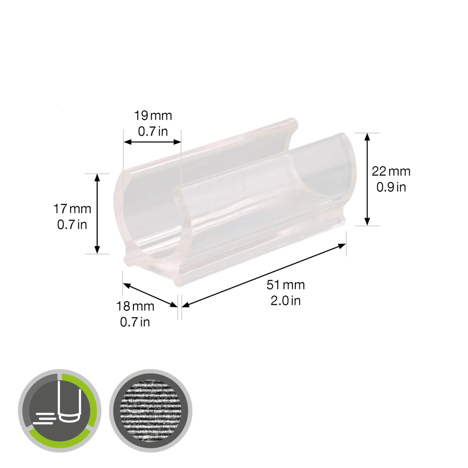 Wagner Klemmgleiter-Set, transparent, 50x18x22mm, 4-teilig. Möbelbeine für Stahlrohrmöbel.