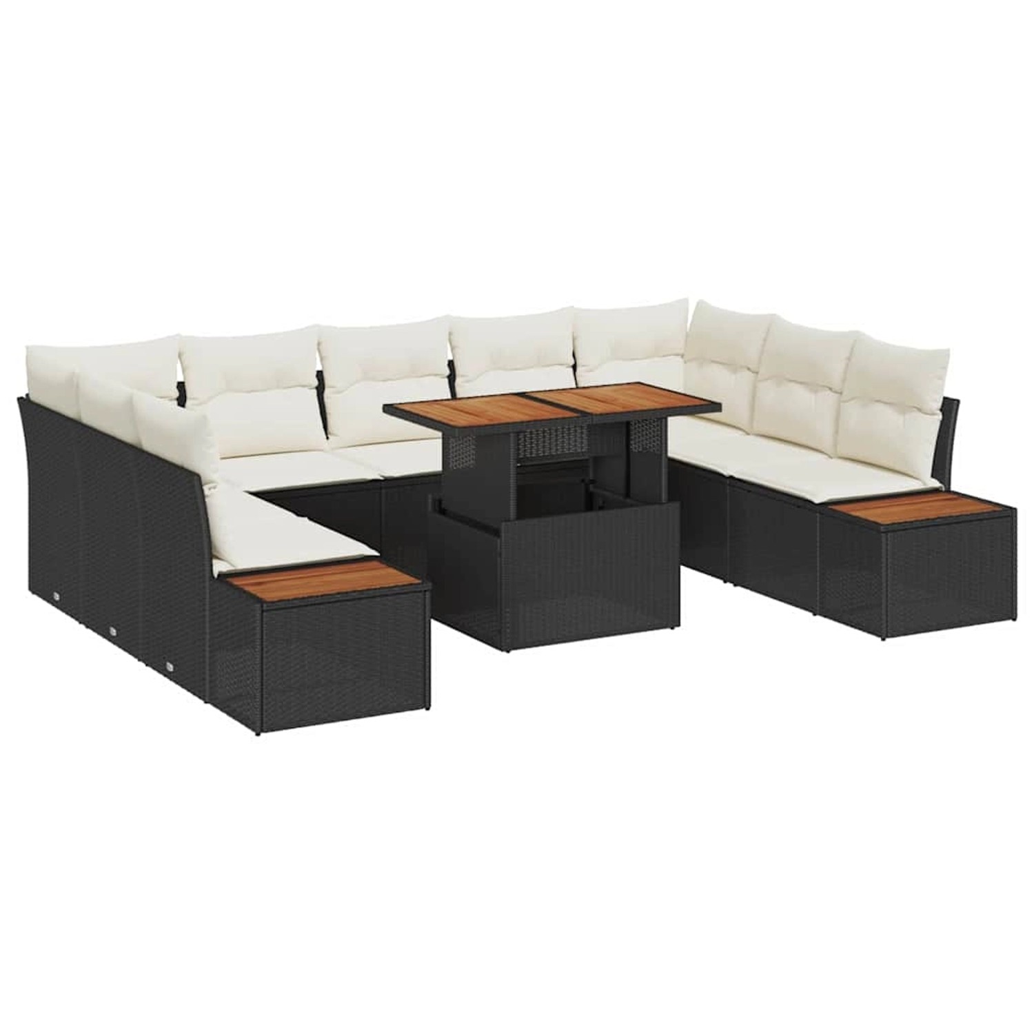 vidaXL Garten-Sofa-Set mit Speicher 10-Tlg Schwarz Poly Rattan 3358836 günstig online kaufen