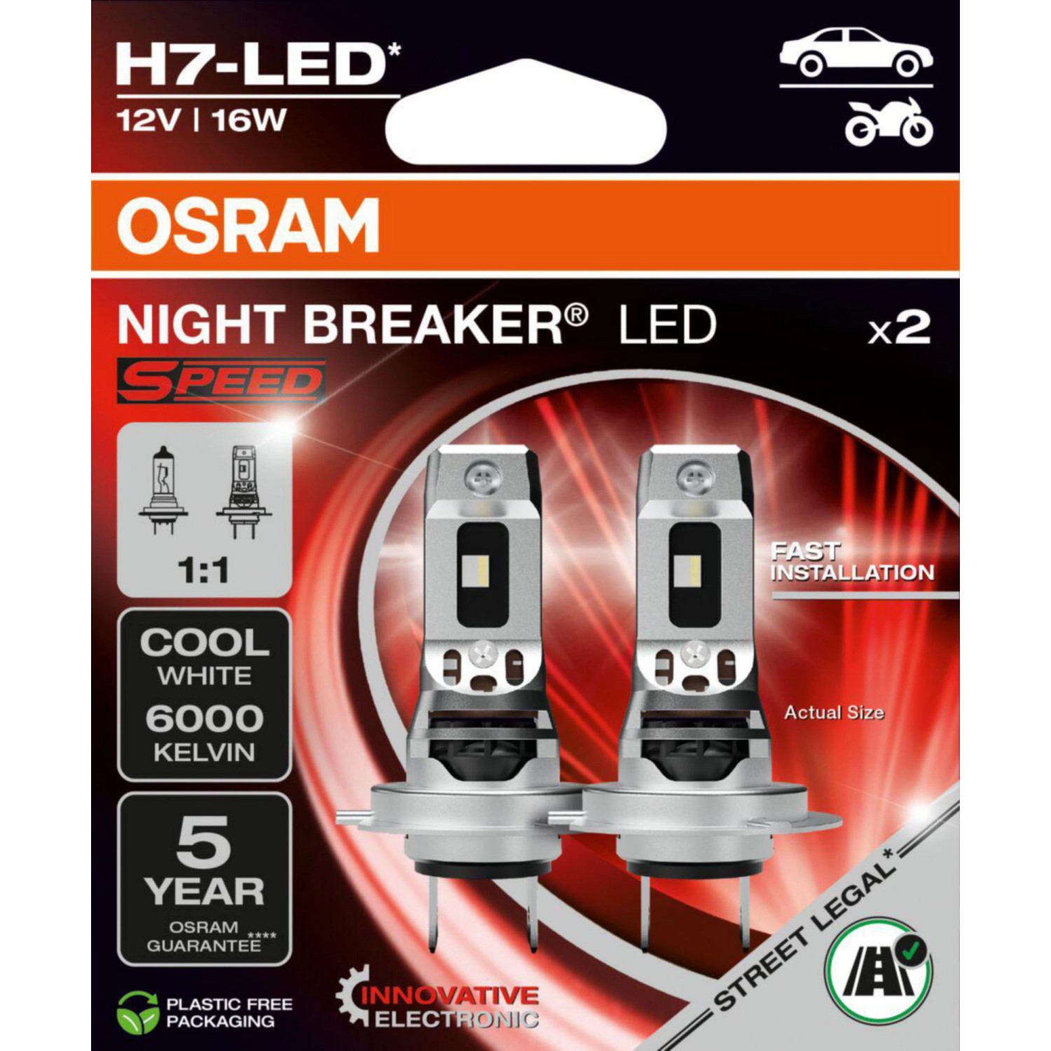 Osram LED-Fahrzeuglampe Speed H7 Night Breaker 2 Stück kaufen bei OBI