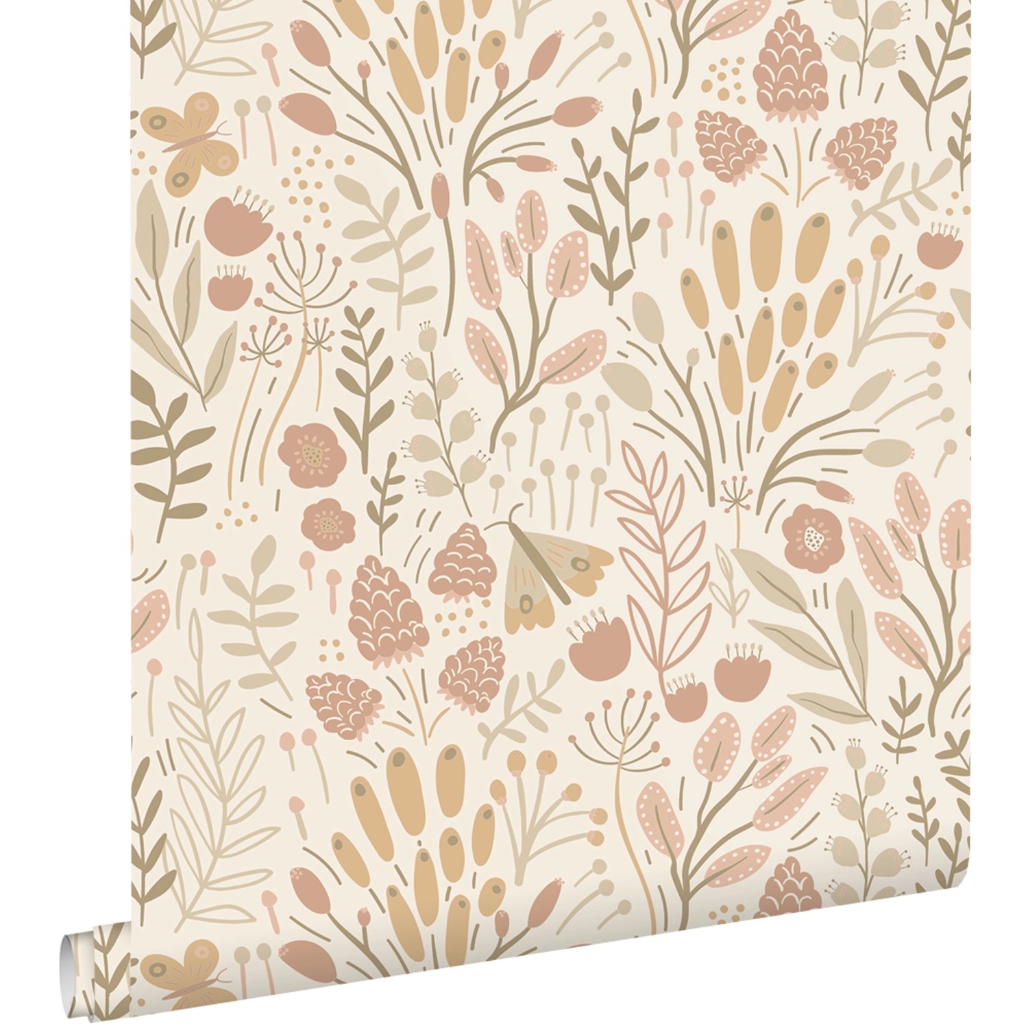 ESTAhome Tapete Blätter und Blumen Beige und Terrakotta 50 x 900 cm günstig online kaufen