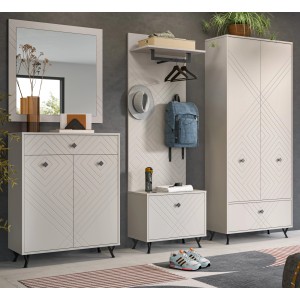Inn.Furn Garderoben-Set 5-teilig Sand 250 cm mit Fräsungen Apunti