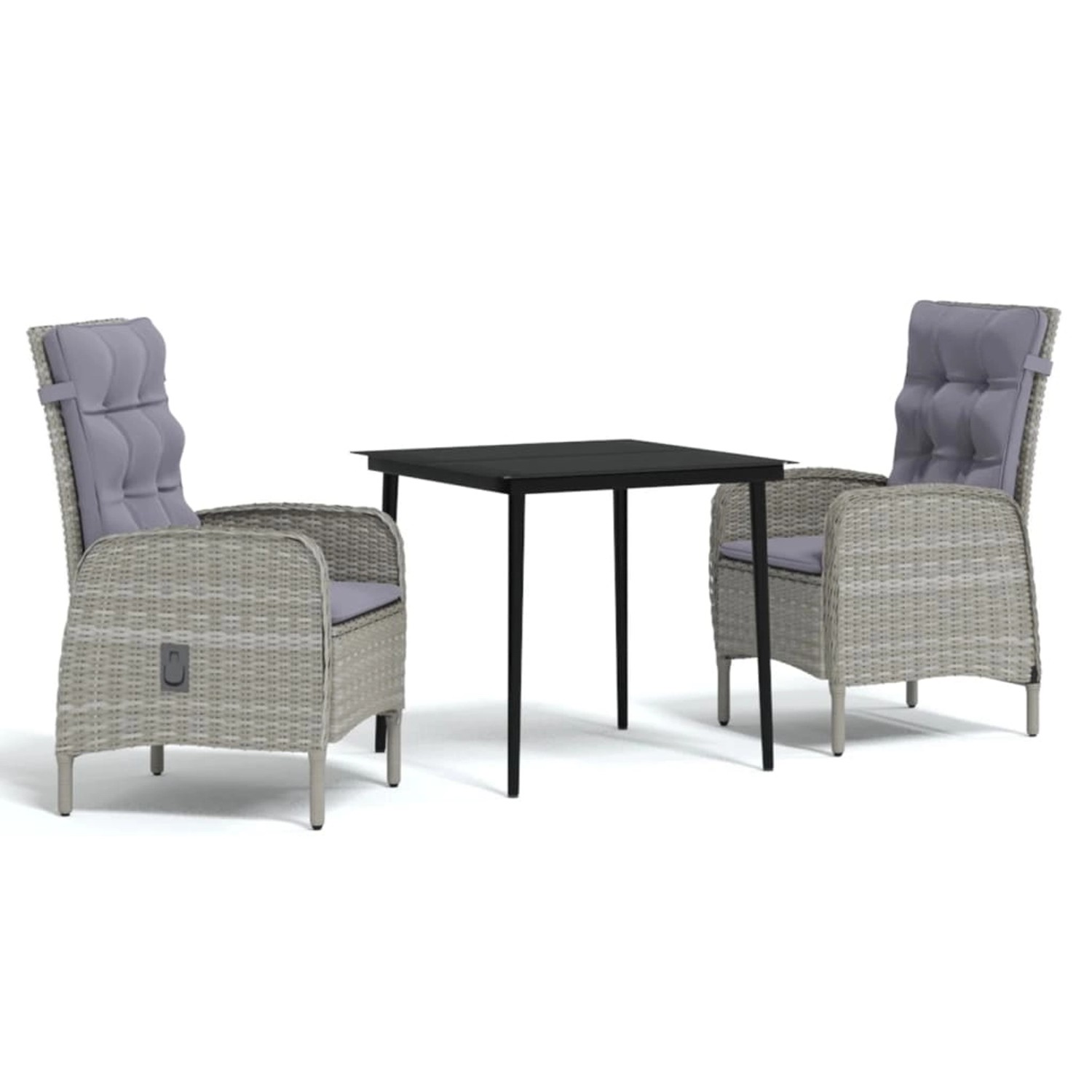 vidaXL 3-Tlg Garten-Essgruppe mit Auflagen Grau und Schwarz 3099371