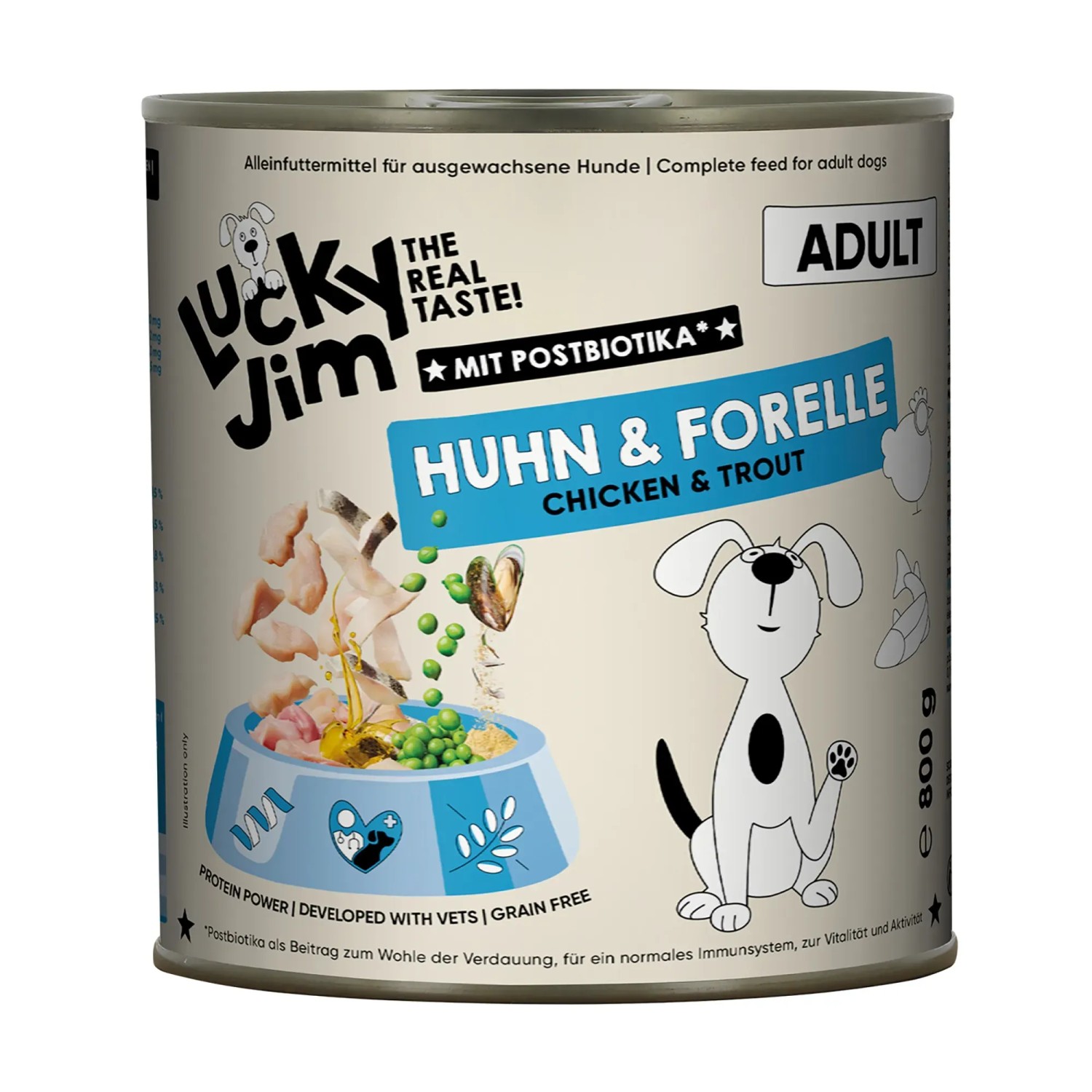 Lucky Jim Hunde-Nassfutter Adult Huhn & Forelle 800 g