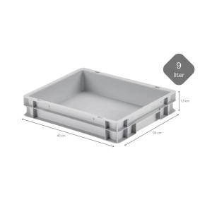 Graue Eurobox 9L (5er Set) mit Deckel, 30x40x7,5cm, ideal zur Aufbewahrung und Transport.
