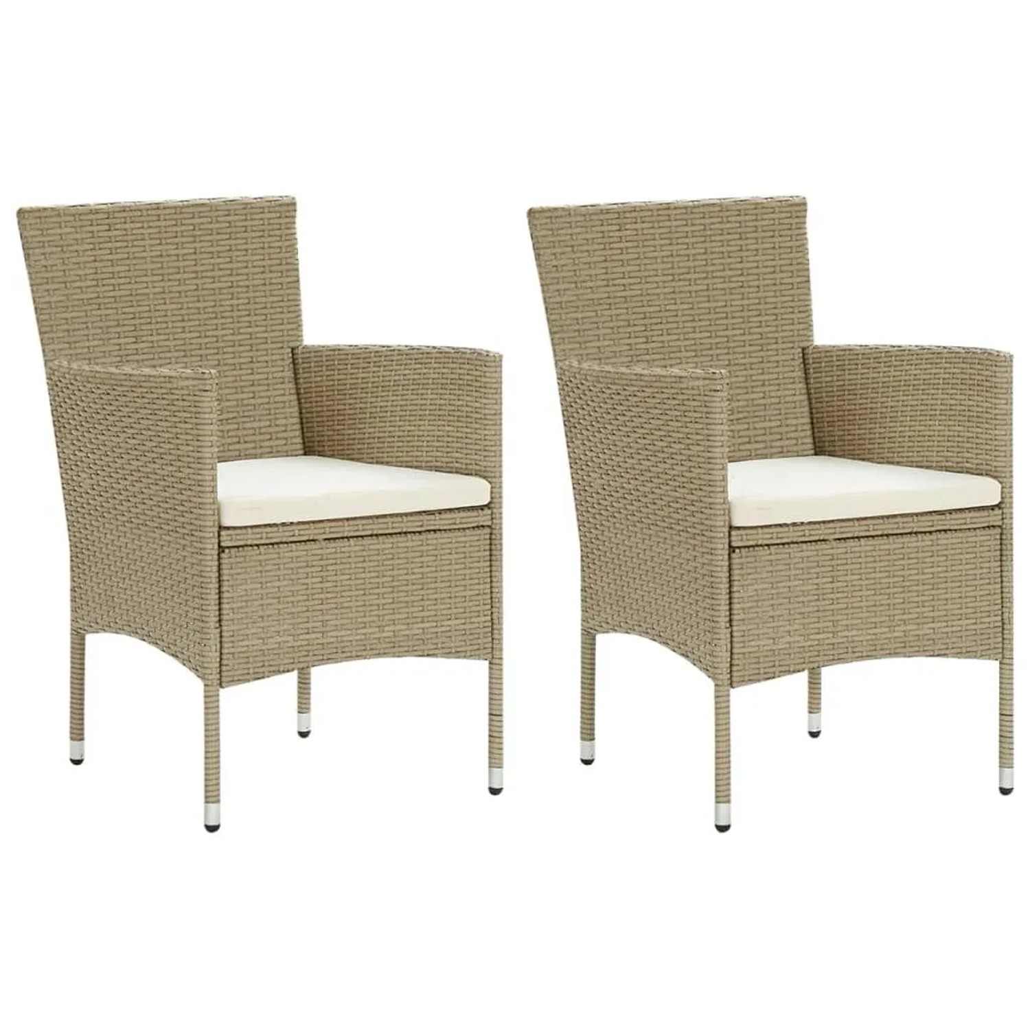 Furnicato Stuhl Set Poly Rattan Beige Mit Kissen Cremeweiß 53 X 58 X 84 Cm