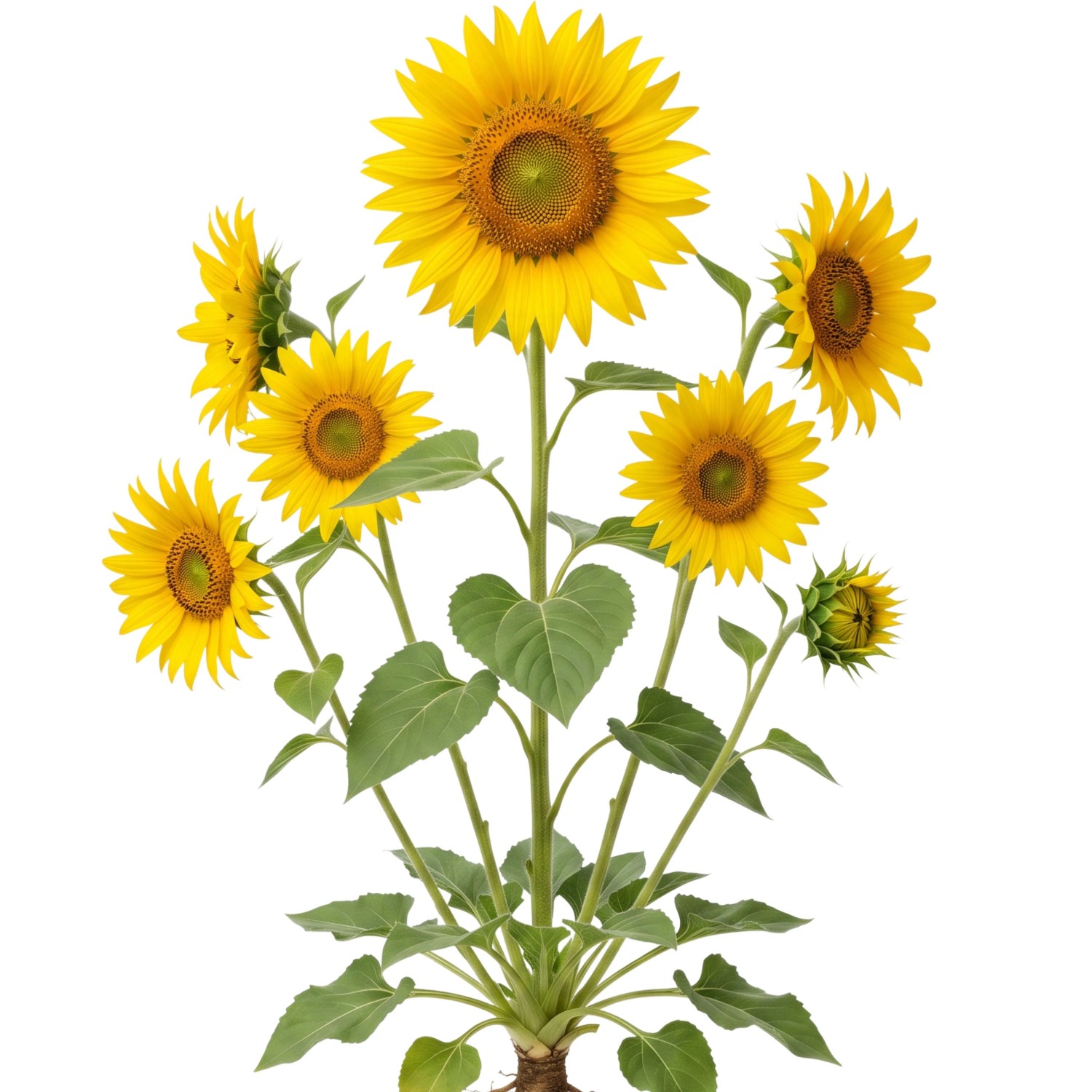 LaCaTho Sonnenblume Sunstar mit mehreren gelben Blüten und grünen Blättern, als Blumensamen für den Garten.