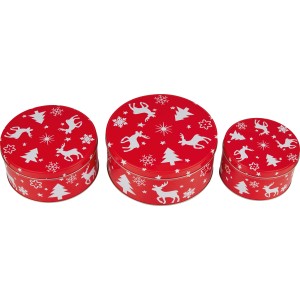 Keksdose 3er-Set Zink Rot-Weiß