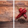 2er-Set Glasabdeckplatten „Pepper“ für Glaskeramik-Kochfelder mit Chili-Motiv.