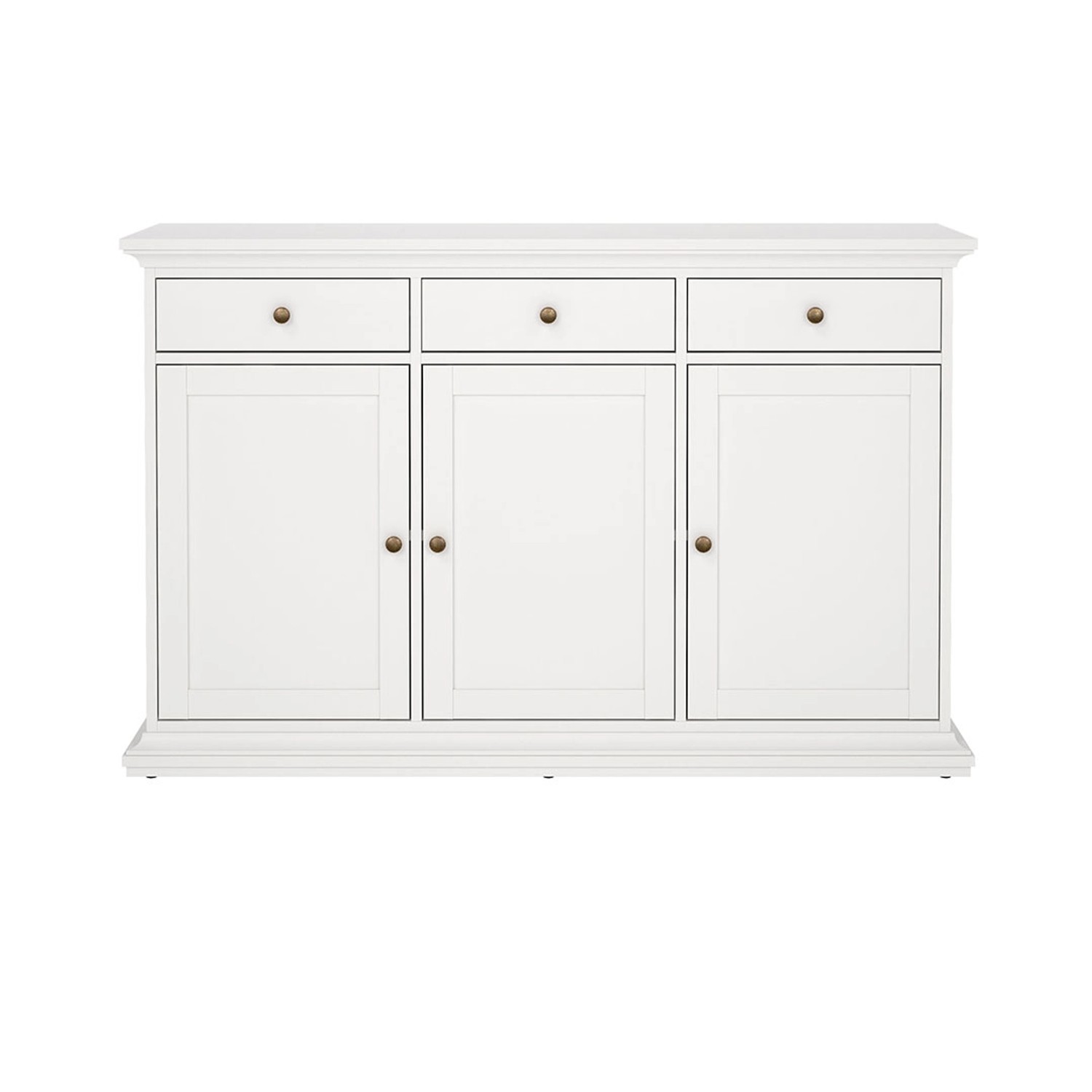 ebuy24 Venedig Sideboard 3 Türen und 3 Schubladen Weiß