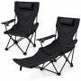 BigDean Verstellbarer Campingstuhl mit Fußablage Campingstuhl Faltbar Outdoor Relaxsessel mit Hoher Rückenlehne Getränkehalter & Tragetasche