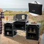 Hauki Camping Küche, faltbarer Campingschrank mit Tragetasche, schwarz. Ideal für Outdoor-Kochen.