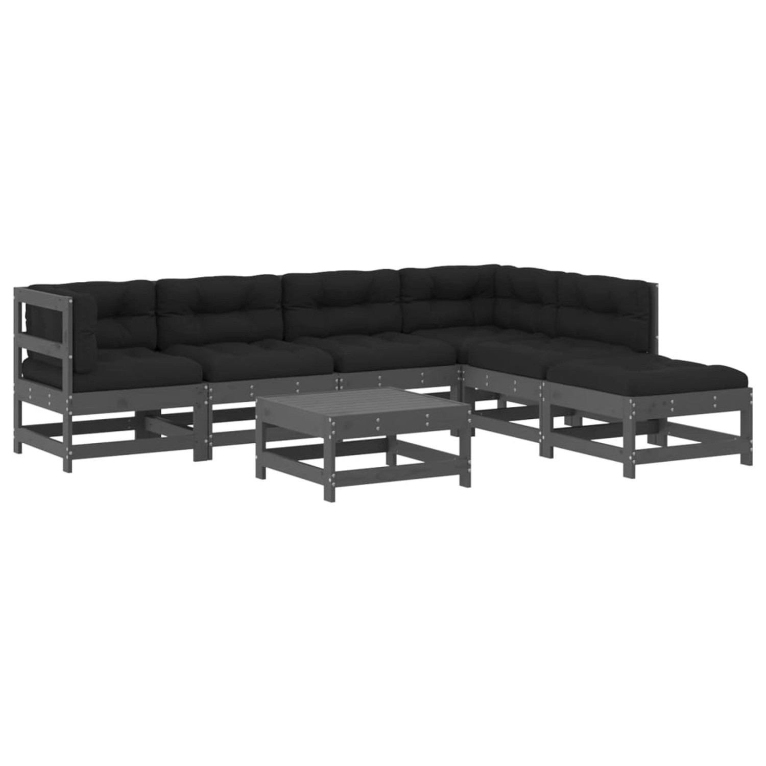 vidaXL 7-tlg Garten-Lounge-Set mit Kissen Grau Massivholz Modell 11 günstig online kaufen