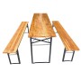 Svita Bierzeltgarnitur, 3-teilig, Holz, klappbar, Natur. Festzeltgarnitur mit Tisch und 2 Bänken.