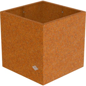 Quadratischer Eleo Pflanzkübel Vernazza aus Cortenstahl, 40x40x40 cm, für Garten und Balkon.