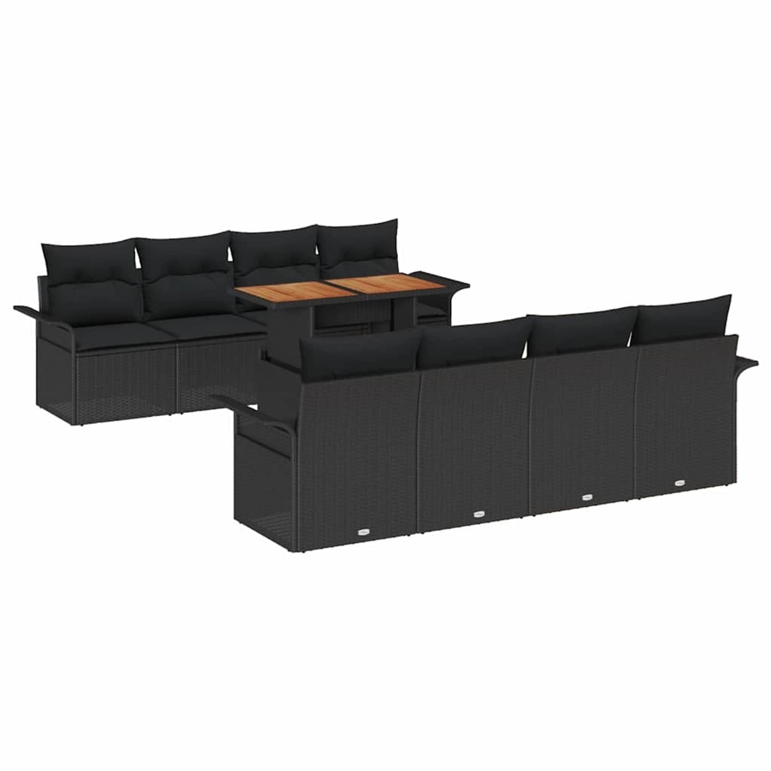 vidaXL Garten-Sofa-Set mit Speicher 9-Tlg Schwarz Poly Rattan 3358046 günstig online kaufen