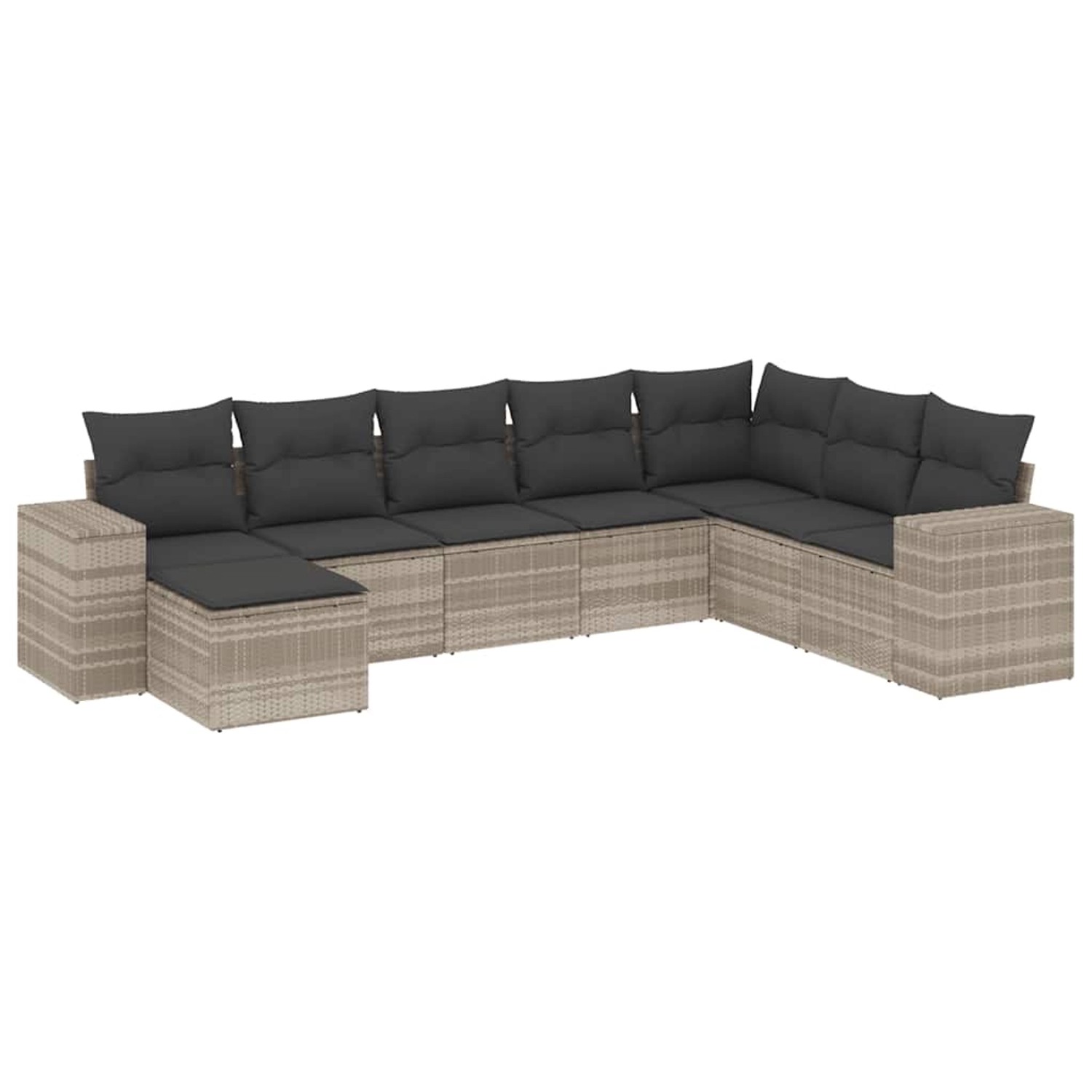 vidaXL 8-Tlg Garten-Sofagarnitur mit Kissen Hellgrau Poly Rattan 3255299 günstig online kaufen