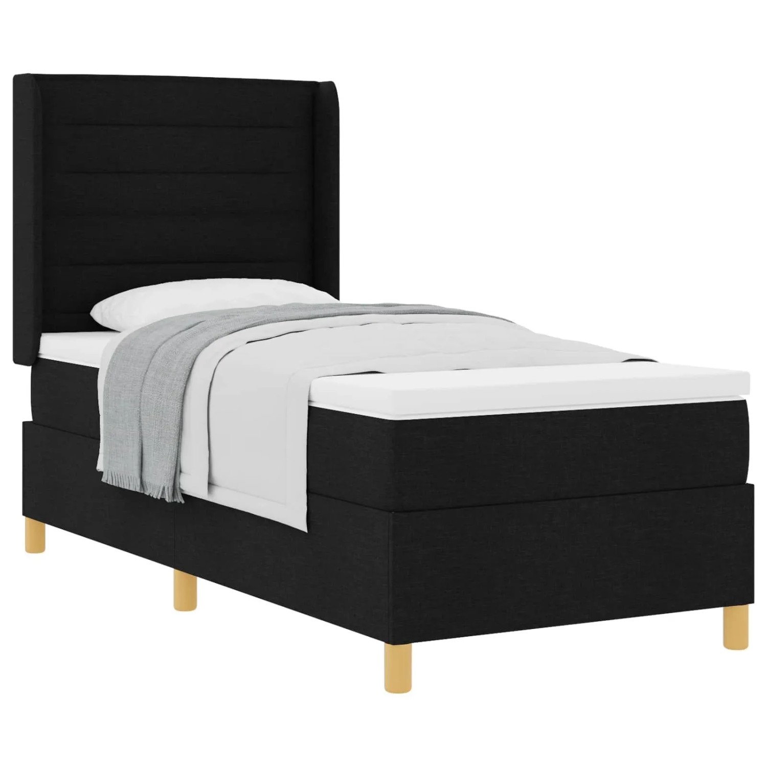vidaXL Boxspringbett mit Matratze Schwarz 100 x 200 cm Stoff 3341758