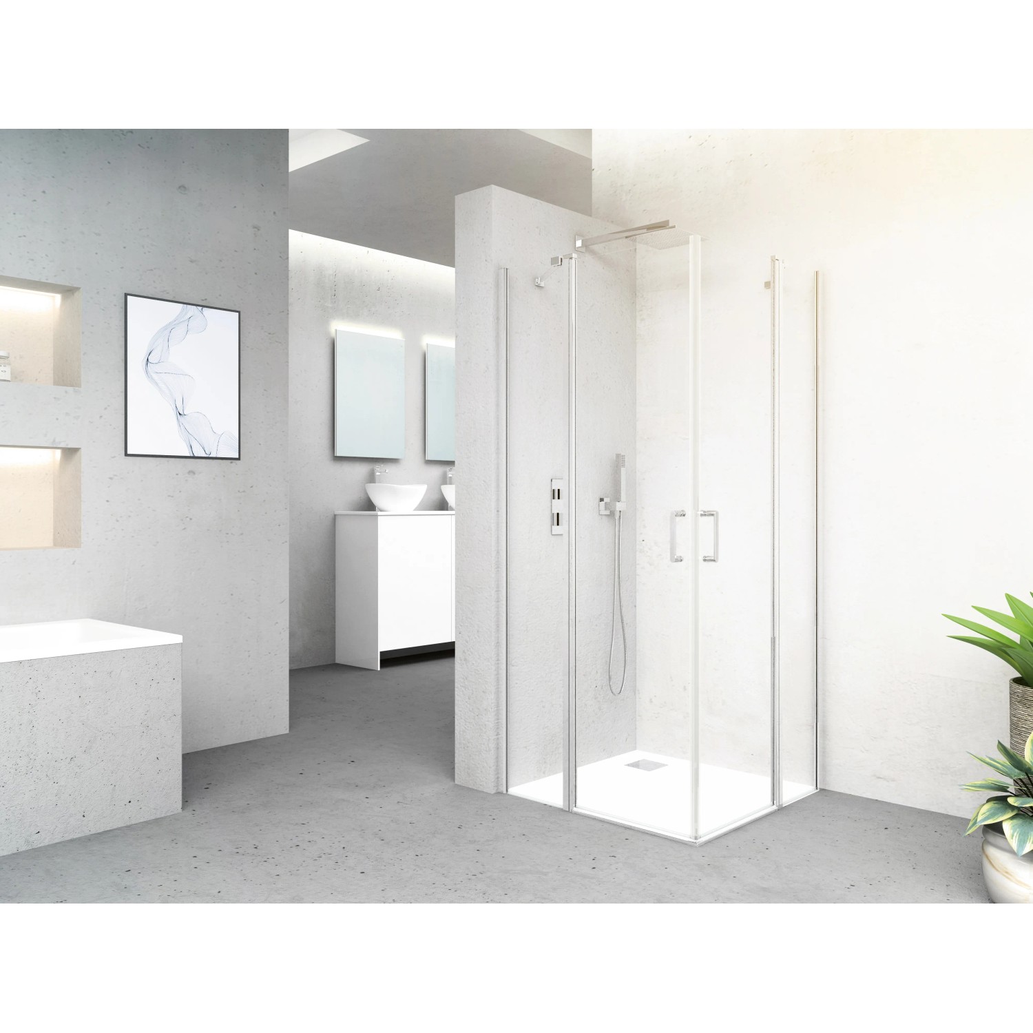 baliv Duschkabine DUK-90.50E, 90x90 cm, Chrom, rahmenlose Eckdusche im Badezimmer.