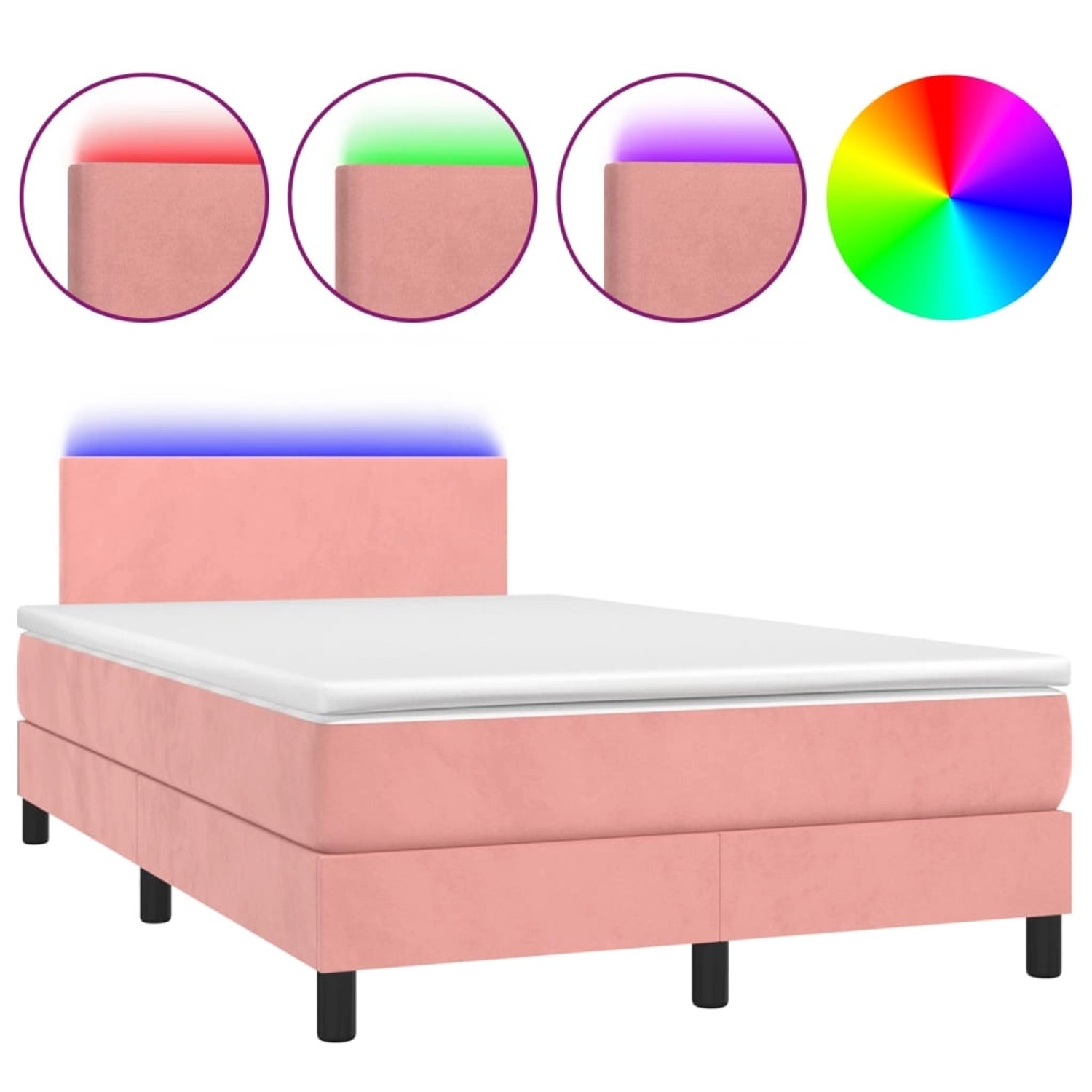 vidaXL Boxspringbett mit Matratze & LED Rosa 120x200 cm Samt 3134278 günstig online kaufen