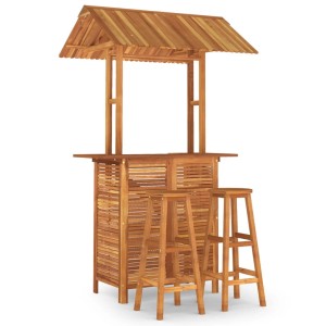 vidaXL Gartenbar-Set aus Akazienholz mit Bar und 2 Hockern. Ideal für Garten und Terrasse.