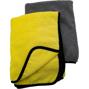 Steuber Mikrofasertuch Set: Gelbes und graues Tuch (60x90cm) für Autopflege.