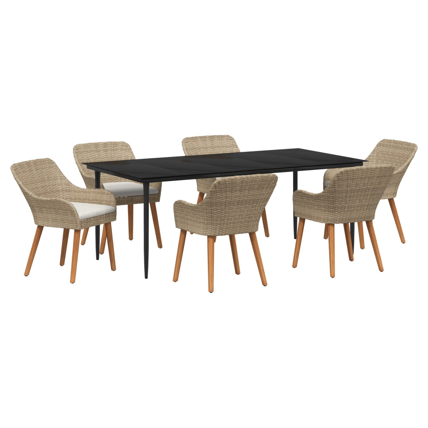 vidaXL 7-Teiliges Garten Essset Beige Poly Rattan 3261696 günstig online kaufen