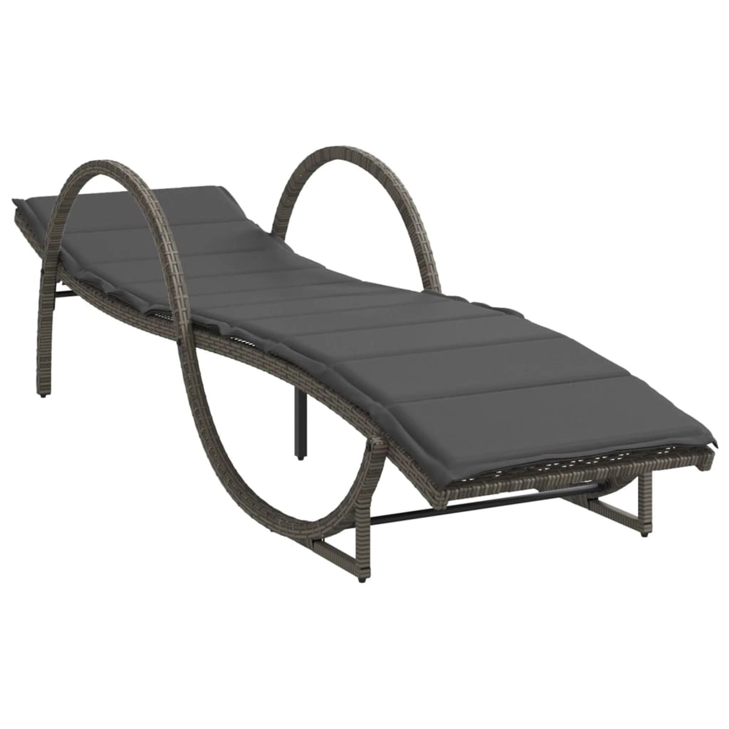 vidaXL Sonnenliege mit Auflage Grau 60x199x42 cm Poly Rattan 368259