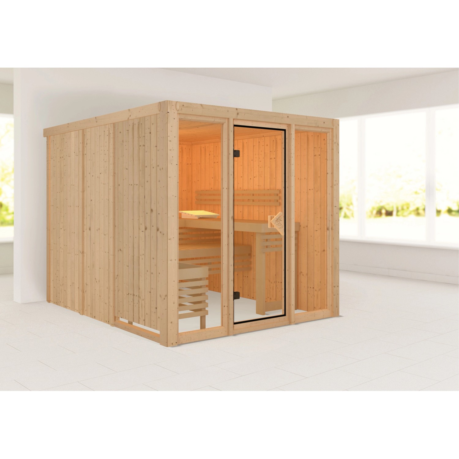 Karibu Sauna Svava Glasfront Natur günstig online kaufen