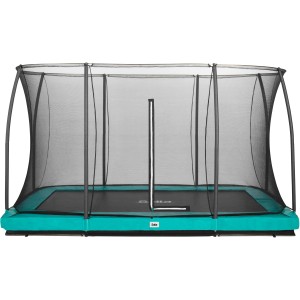 Rechteckiges, grünes Salta Comfort Edition Ground Trampolin 366x244 cm mit Sicherheitsnetz.