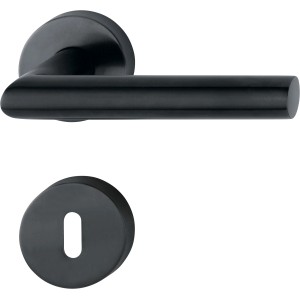 Schwarze Rosetten-Garnitur Hudson für Innentüren, Türbeschläge aus Edelstahl.