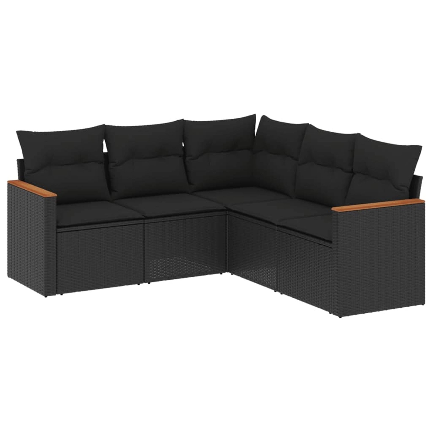 vidaXL 5-Tlg Garten-Sofagarnitur mit Kissen Schwarz Poly Rattan 3225957 günstig online kaufen