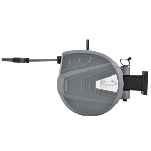 Juskys Wasserschlauch Aufroller Flowwater 10m mit Multifunktionsbrause, grau.