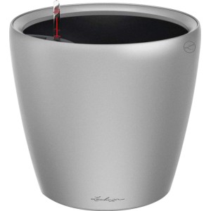 Lechuza Classico Premium LS Pflanzgefäß, Ø 35 cm, silber metallic, mit Bewässerungssystem.