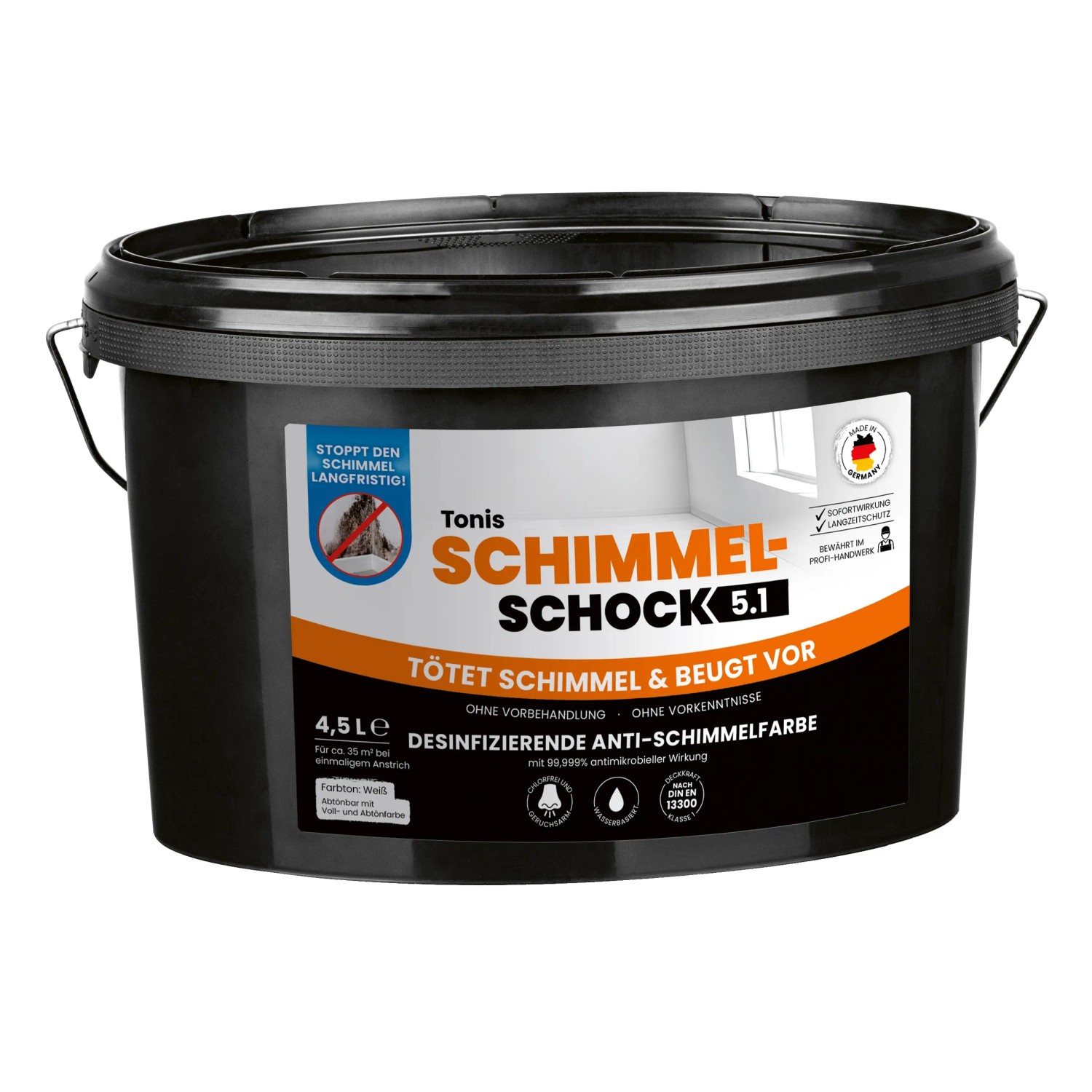 Tonis Schimmelschock Anti-Schimmelfarbe 4,5 l Weiß