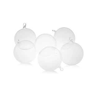 6 transparente Weihnachtsbaumkugeln (8cm) mit Öse von Krebs Glas Lauscha. Schlichte, elegante Weihnachtsdeko.