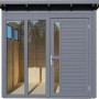 Anthrazitfarbenes Bertilo Gartenhaus Pentus 2 Office aus Holz mit Fenster und Tür.