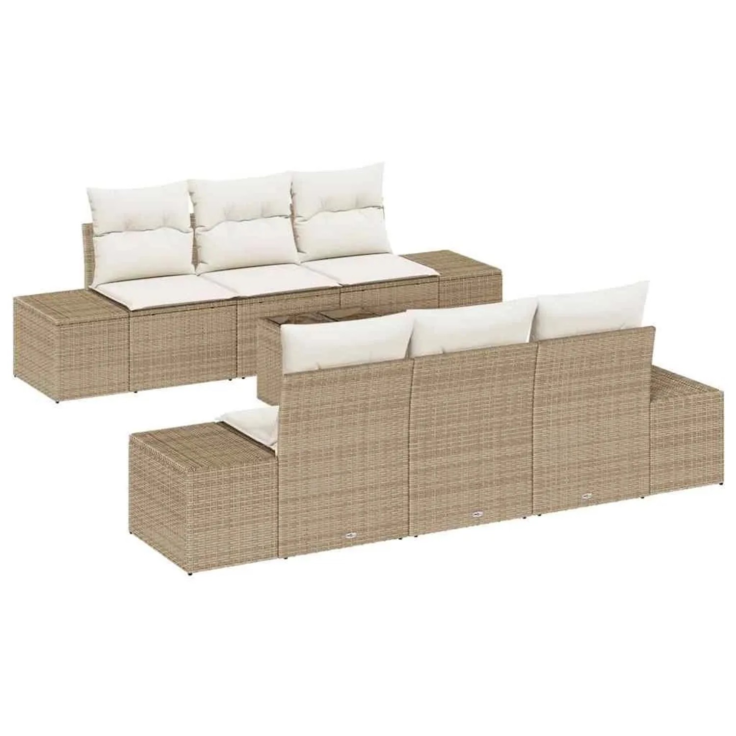 Thumbnail - vidaXL Garten-Sofa-Set mit Kissen 8 Tlg Beige und Creme Poly-Rattan 3355620