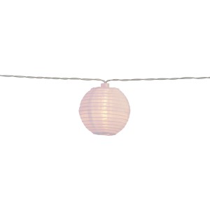 Weiße Solar-Lichterkette mit Lampions, 5 m lang, für Garten und Balkon.